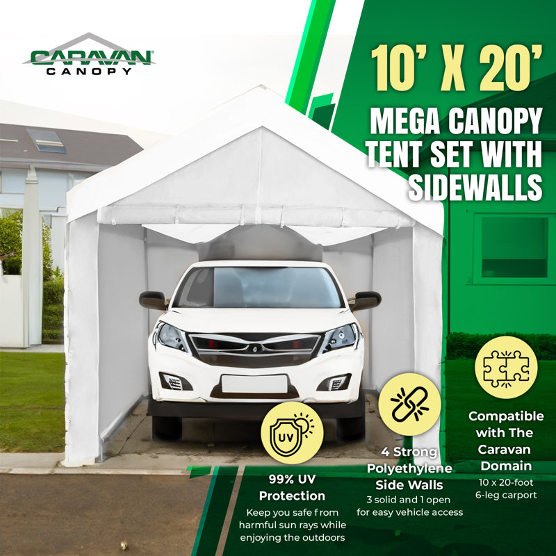 Caravan Canopy 10 Ft. W x 20 Ft. D Steel Pop Up Canopy Reviews Wayfair